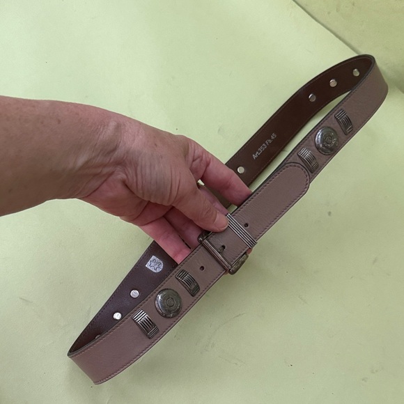 Vintage 80’s Escada dark tan Leather Belt with silver hardware main image 8